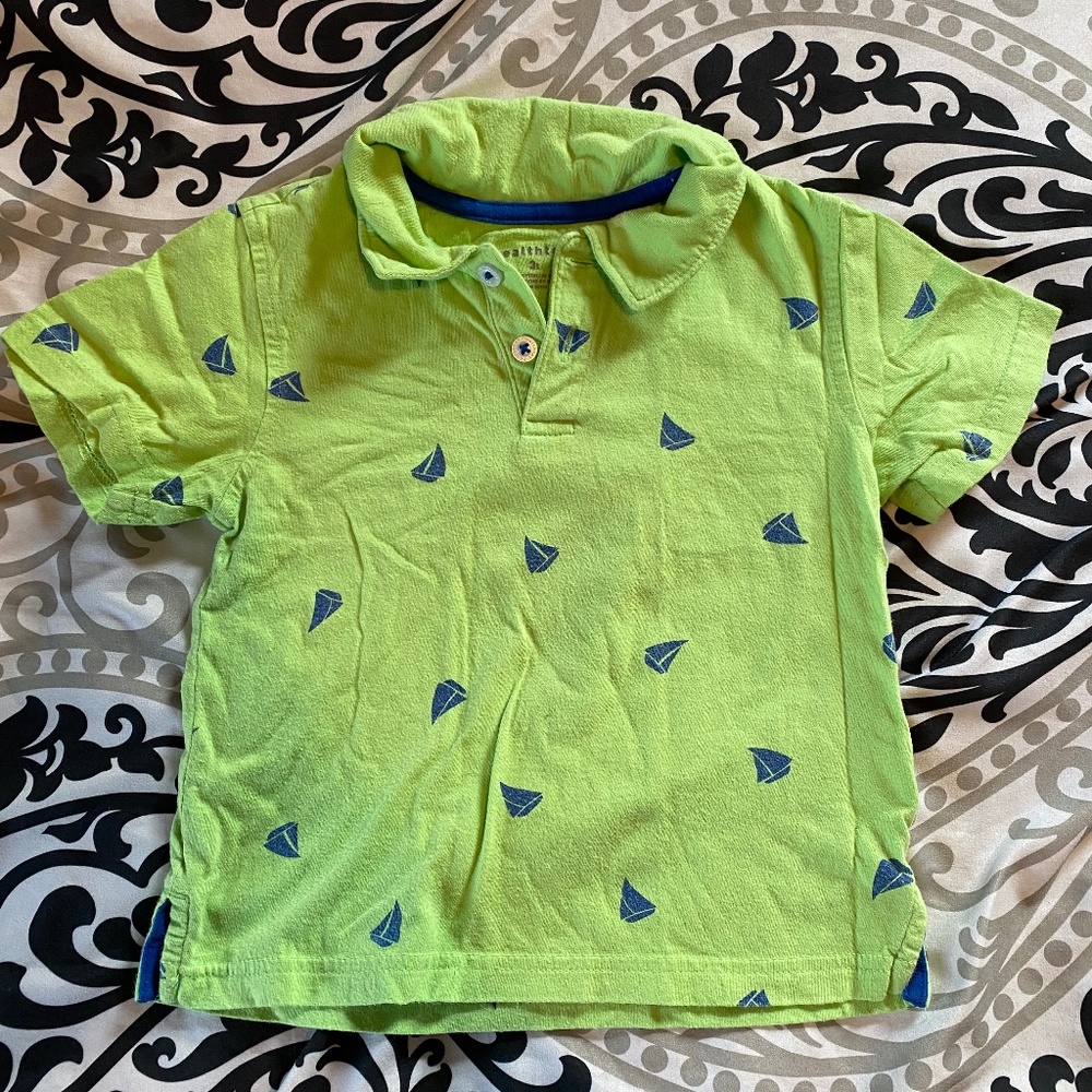 Healthtex 3T Green Sailboat Polo